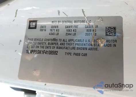 2015 Buick Verano from USA, damaged, VIN 1G4PP5SK1F4108582